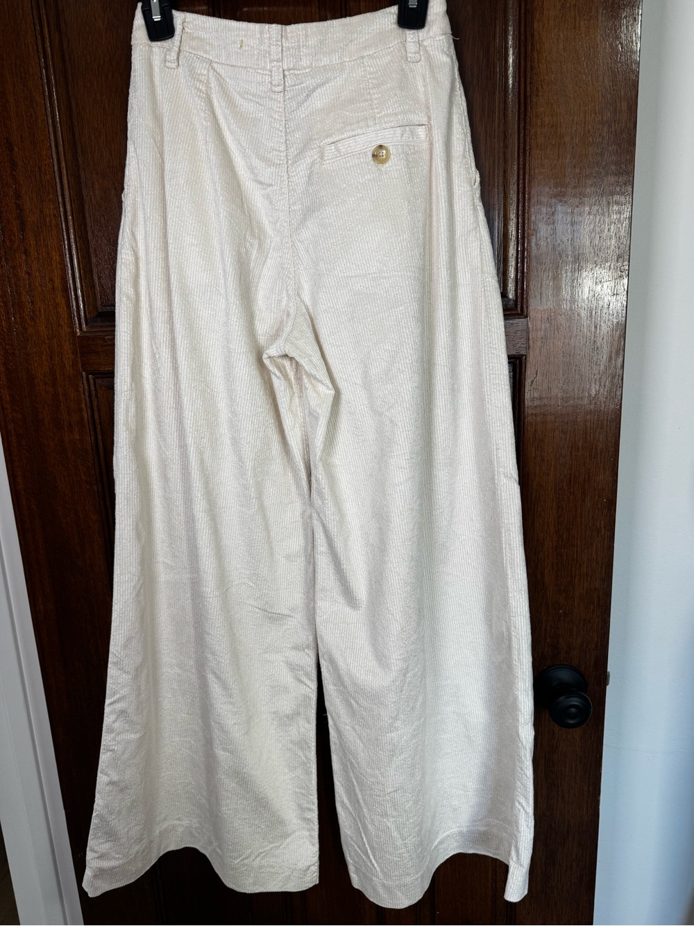 Maeve Wide-Leg Corduroy Pants in Cream - Picture 2 of 4
